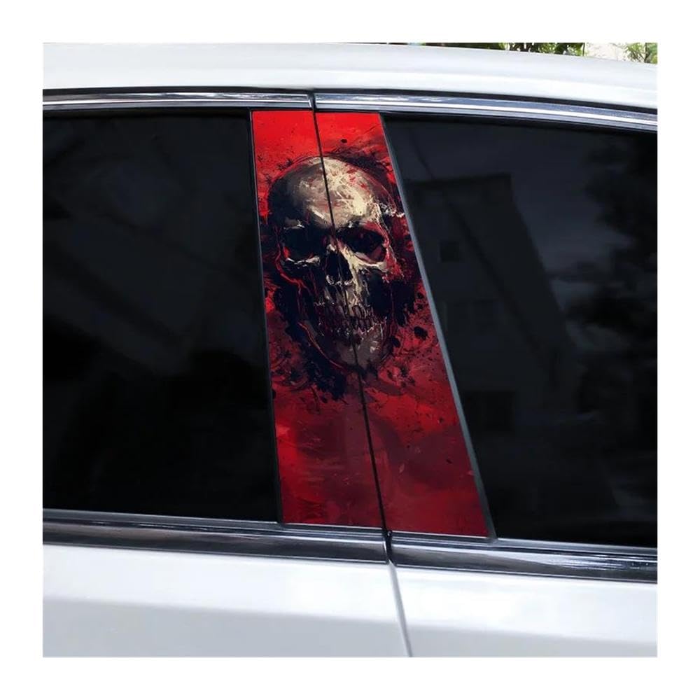 Decorative Items 2pcs Evil Skull Car Door Pillar Decoration Sticker DIY Cover Scratch Car Decal(C)