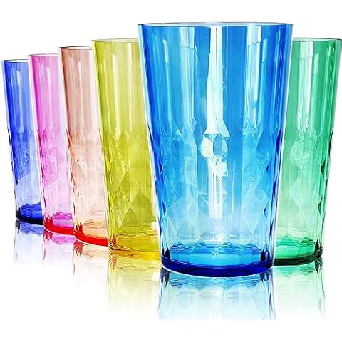 SCANDINOVIA - 19 Oz Unbreakable Cups - Vibrant Acrylic Tumblers, Shatterproof, Reusable & Dishwasher Safe, Smooth Rims, BPA-Free, Indoor & Outdoor Use, Plastic Cocktail Glasses - Set of 6-19 Oz Cover