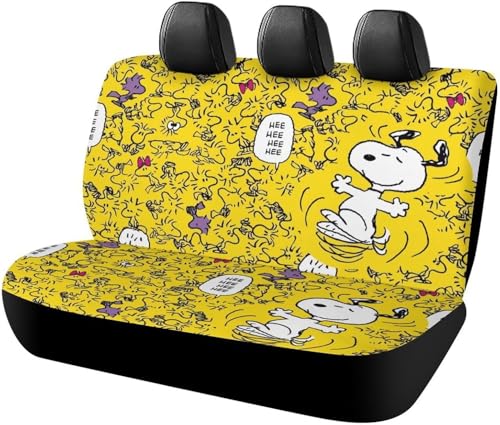 車用シートカバー 後部座席 スヌーピー ウッドストック カーシートカバー 普通車 軽自動車 汚れ防止 取付簡単 カー用品 車シード保護 四季通用
