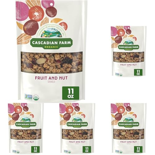 Image of Cascadian Farm Organic Granola, Fruit and Nut Cereal, Resealable Pouch, 11 oz (Pack of 5)