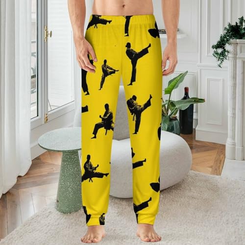Taekwondo Silhouette Men's Pajama Bottoms Sleep Lounge Soft Comfy Pants Sleepwear2
