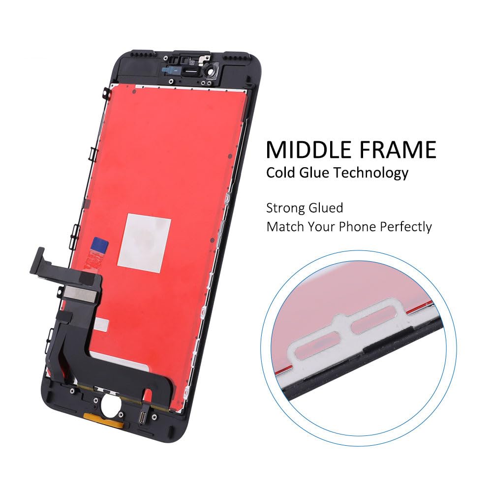 Écran LCD De Remplacement Pour IPhone 7 Plus - Kit Complet Avec Outils Et Verre Trempé (Noir)