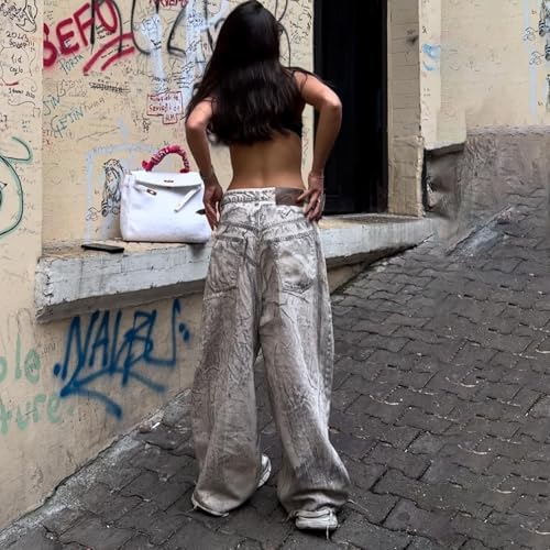 Low Waisted Camo Cargo Pants for Women Baggy Y2k Straight Wide Leg Pants with Pockets Streetwear Jeans Y2k Jeans2