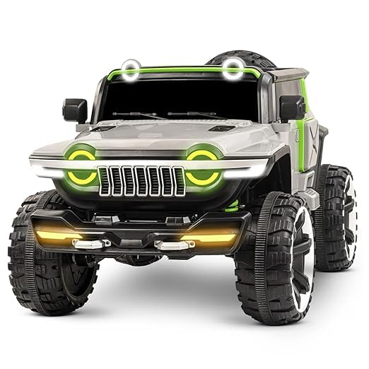 Image of Double Seater XL Size 12V Kids Jeep (Hummer, Grey)