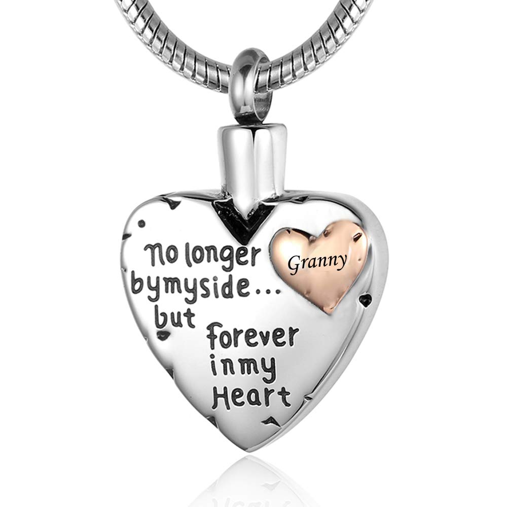 RIMZVIUX Urn Necklaces for Ashes for Women Heart Cremation Jewelry Waterproof Ashes Necklace for Human Ashes Women Men (Granny)