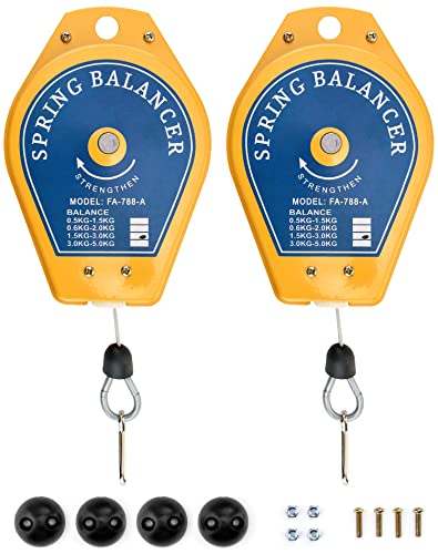 QWORK Spring Balancer 2 Pack 3.3lbs - 6.6lbs Bearing Retractable Tool Fixture Holder for Assembly-line