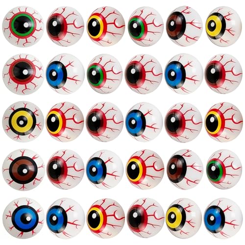 Cutextris 30PCS Plastic Halloween Eyeballs Half Fake Eyes Spooky Scary Horror Props for Halloween Party Decorations Kids Trick or Treat Goody Bag Fillers DIY Craft & Haunted House Terror Decor