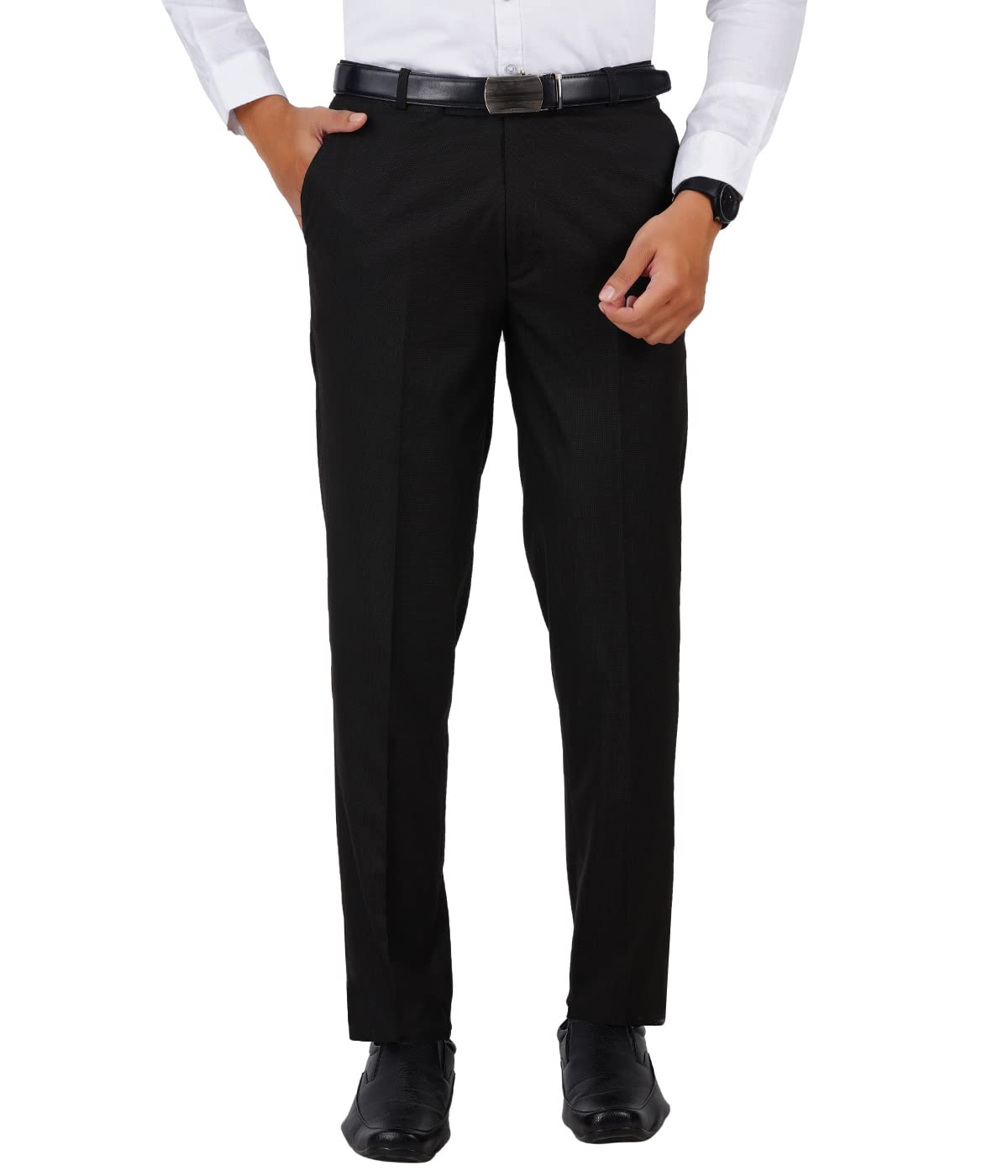 Mc Henry Men's Stretchable Wrinkle Free self Design Formal Trousers for Men
