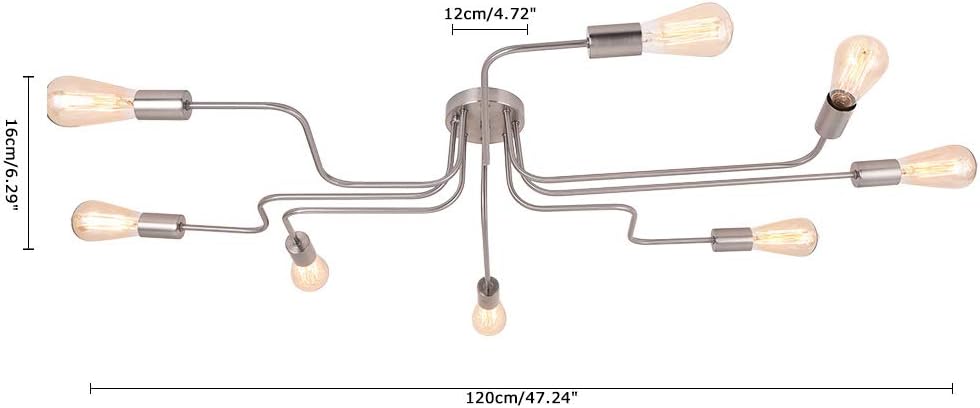 Blасk Frіdау - 70% оƒƒ OYI Industrial Ceiling Sputnik Chandelier Lighting, 8 Lights Semi Flush Mount Ceiling Light Modern Metal Art Creative Vintage Kitchen Light Fixtures Nickle