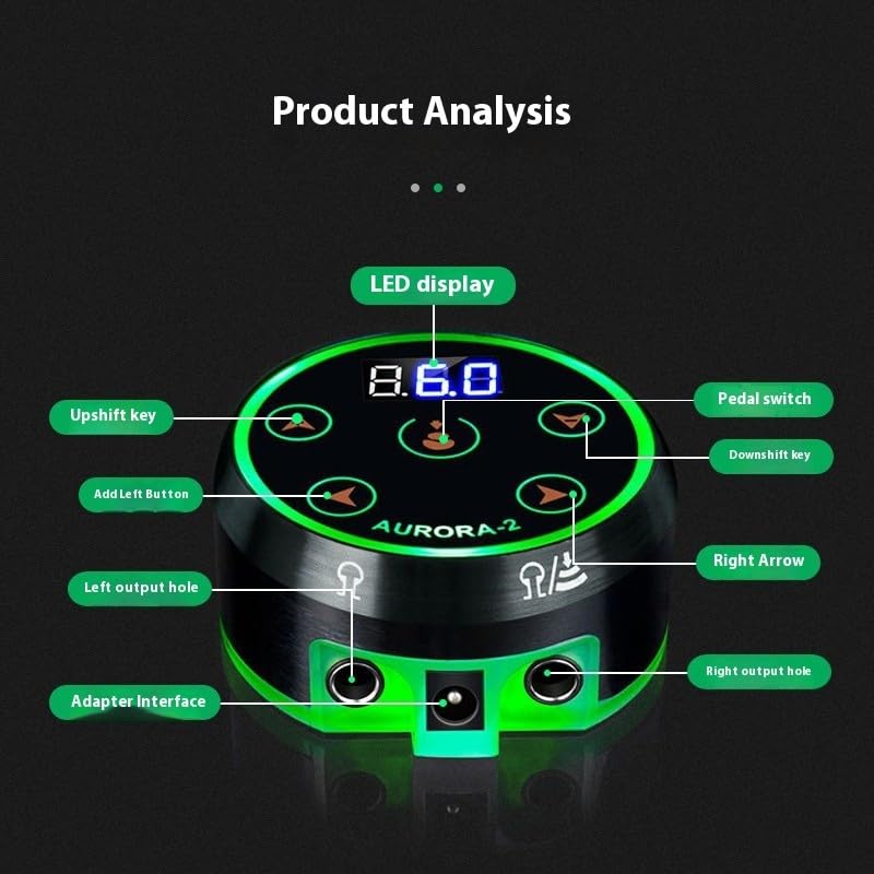 Alimentatore digitale per tatuaggi - Unità di controllo touch con uscita regolabile da 1,5 V a 16 V, precisione a 0,1 V, display LCD e doppia macchina