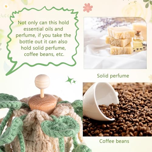 Image of DaisyInner Cute Crochet Plant Car Freshener 12ml Empty Refillable Diffuser Bottle with Plants Hanging Accessories for Ornaments Charms Rearview Mirror Home Office Decor Women Gifts(Daisy)