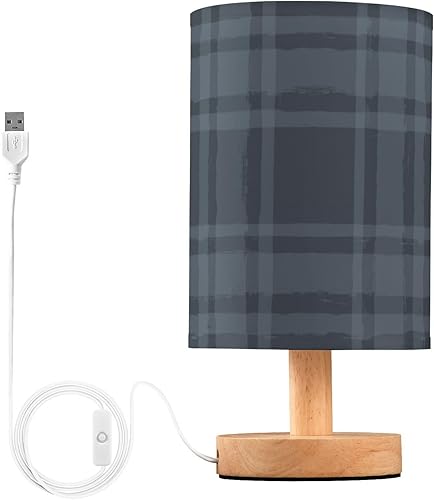 Miniatura 1 de Nightstand Lamp Table Led Lamp Classic Blue Plaid Gingham Table Lamp for Girls Bedroom lámparas para mesa de Noche