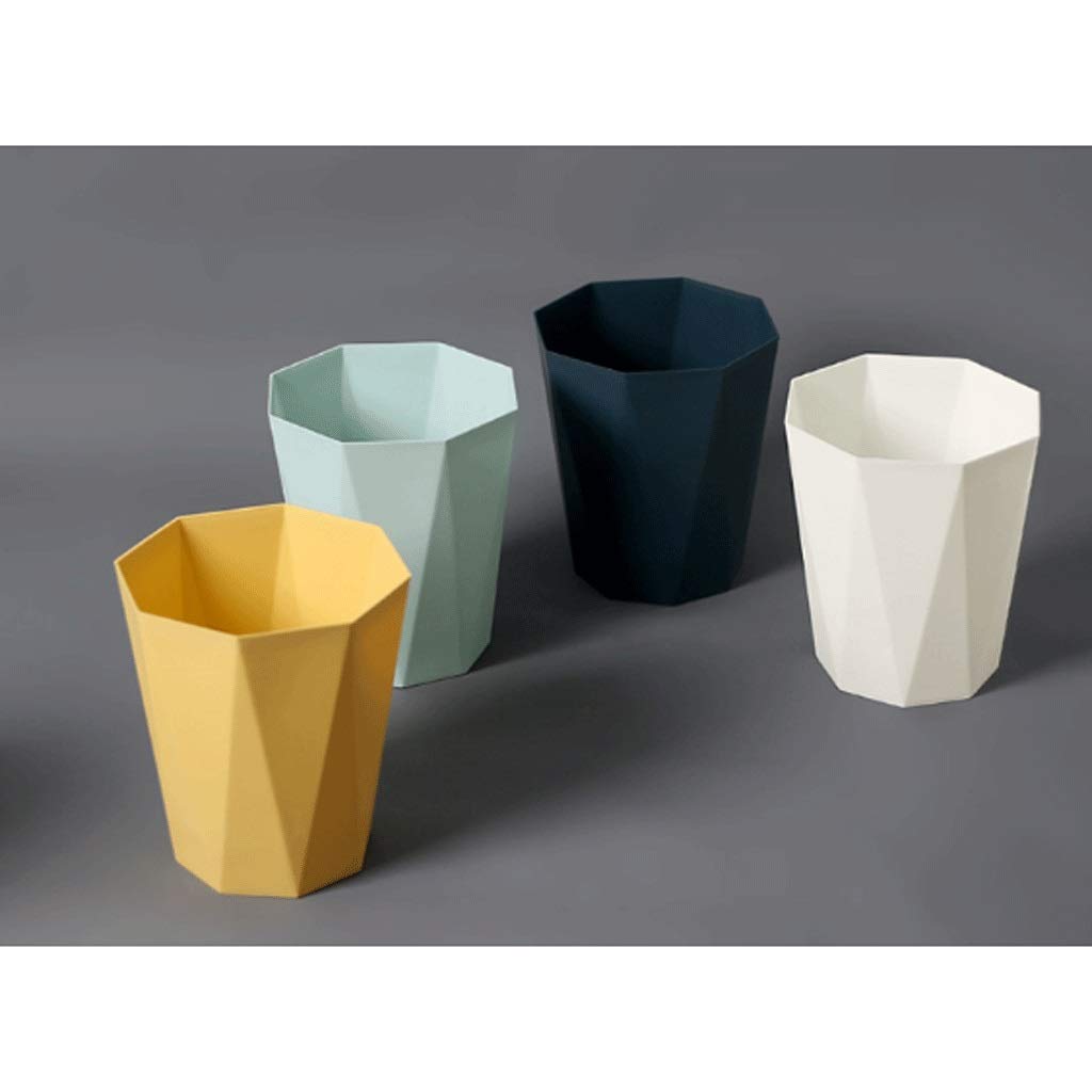 Trash Can Plastic Recycling Bins Polygon Without Lid Kitchen Trash for Office Living Room Bathroom Kitchen Waste Basket (Color : Black Size : Large) (Black Large)
