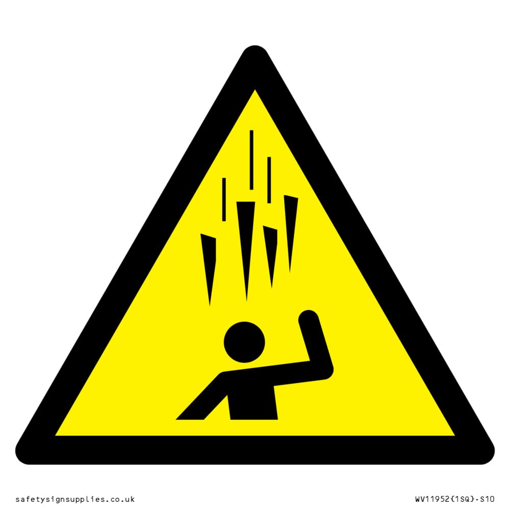 W039 Warning: Falling ice Sign - 100x100mm - S10