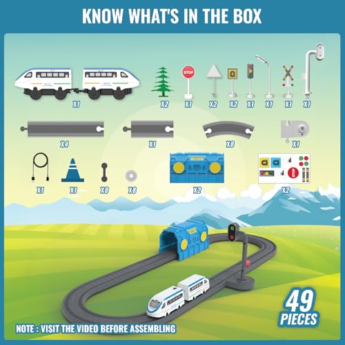 Image of BOOGYWOOGY Vande Bharat Express Toy Train Set 49 Piece Railway Set | USB Rechargeable Type-C Engine | Indian City Train Set with DIY Magnetic Railway Track | Educational Gift for Kids Boys Girls