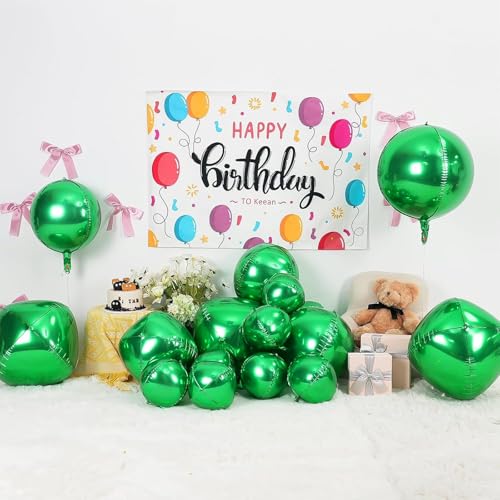 Image of 12PCS Metallic Green Round Foil Balloons 22 inch 15 inch 10 inch Large Mylar Balloons | Shiny Green 4D Ball Balloons for Birthday Party, Graduation, Wedding, Christmas, New Year, Disco Prom Party Decorations