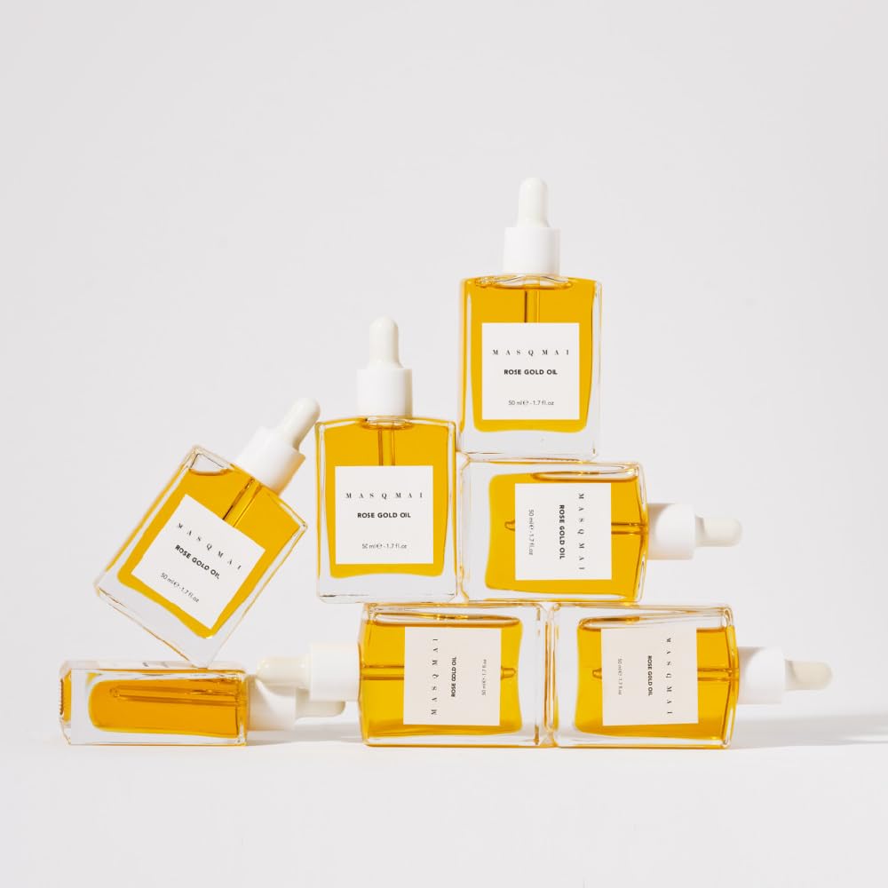 MASQMAI Olej z różowego złota, 100% naturalny olejek do twarzy, nawilża i zapobiega starzeniu się skóry, do suchej i bladej skóry, 50 ml