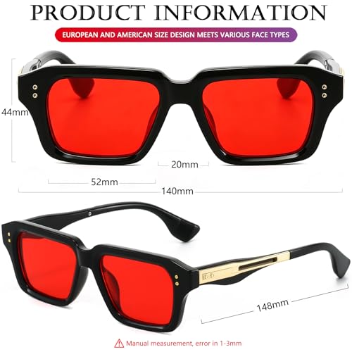 Image of AIEYEZO Rectangle Sunglasses for Men Women Fashion Square Frame Sun Glasses 90's Retro Designer Shades