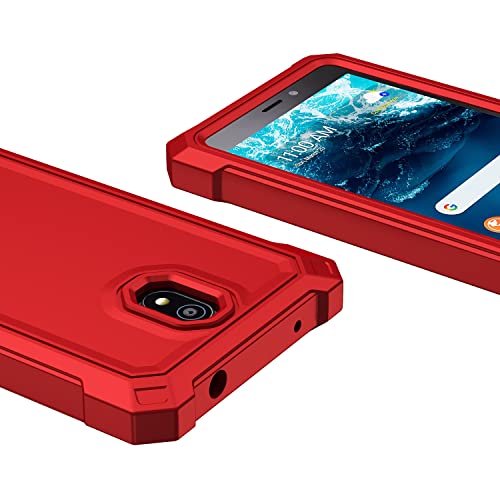 For Nokia C100 Case,Nokia C100 Phone Case With Screen Protector,Front Back Full Body Protective Design Frosted Pc Back Soft Tpu Bumper Raised Corner Shockproof Phone Cover Case For Nokia C100 Red #TOP3