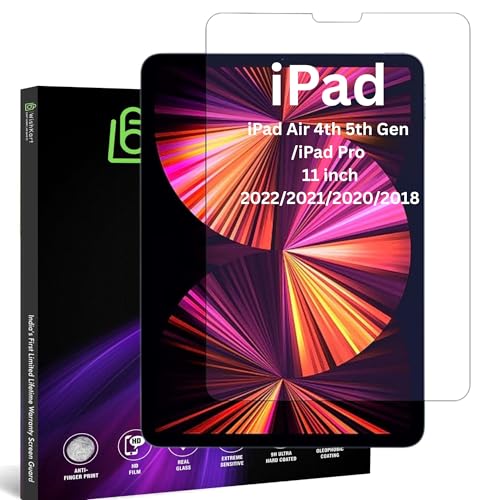 Image of compatible with Apple iPad Air 5th /4th Gen 10.9 inch & iPad Pro 11 inch 2022 /2021 /2020 Tempered Glass Screen Protector Guard Full Screen Coverage Edge to with Easy Installation kit | Anti-Scratch & Smudge Proof