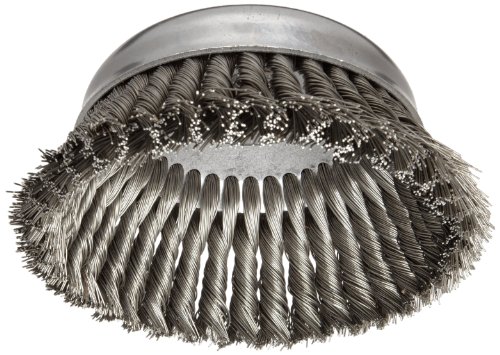 Image of Weiler 12856 5 /8 inch-11 Arbor, 0.023 inch Wire Size, 6 inch Diameter, 1-5 /8 inch Trim Length, Single Row, Steel Bristles, General Duty, Knot Wire Cup Brush, Made in the USA