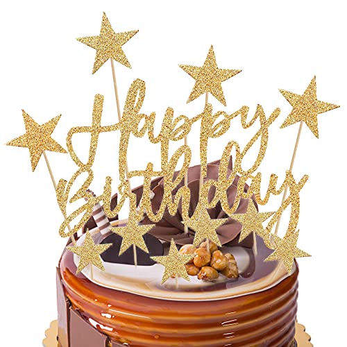 11 Stück Happy Birthday Tortendeko, Geburtstag Glitzer Kuchendeko, Girlande Cake Torten Kuchen Topper für Geburtstag Dekoration Cover