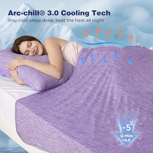 Image of Luxear Cooling Blanket for Summer Throw Arc-Chill 3.0, 200x220cm,Purple | Keep Cool For Sofa Bed, Comfort Soft Lightweight Nap Fabric Breathable Adult Baby Children Pet Dog King Size