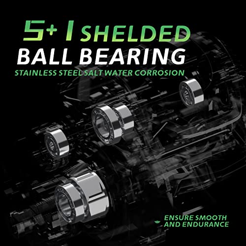 Haut Ton Green Feather Baitcaster Fishing Reels,Low Profile Professional Edition Baitcasting Reel,7.2:1Gear Ratio,Carbon Fiber Frame,5+1Bb.13Lbs Drag System, Freshwater Saltwater Ultralight Fishing, #TOP4