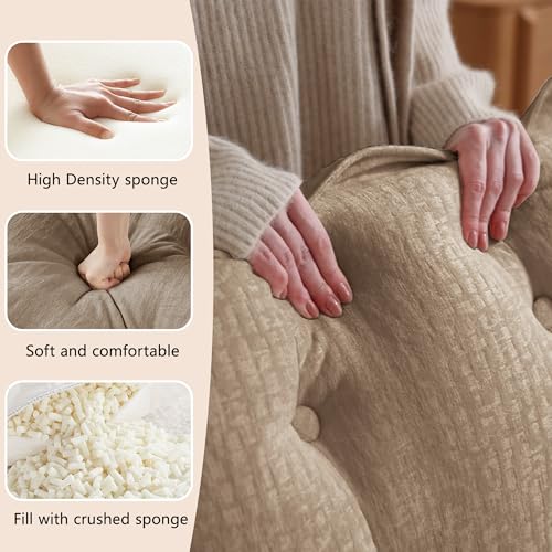 Image of 139 inch Sectional Sleeper Sofa with Ottoman, L Shaped Modular Deep Seat Couches for Living Room Apartment, Flexible Module Combination Cloud Sofa with Spring Support, Easy Assembly, Coffee