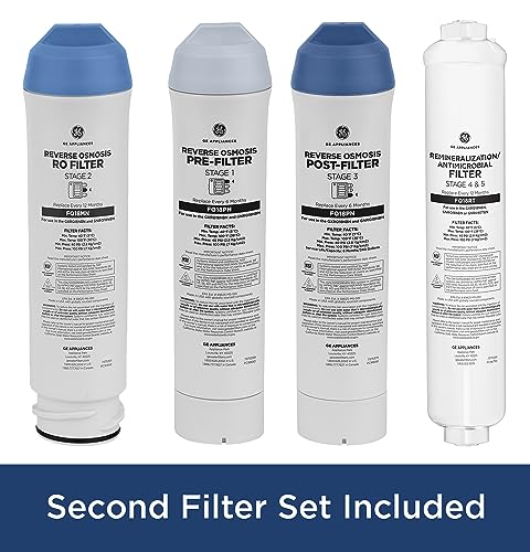 Image of GE 5 Stage Reverse Osmosis Under Sink Water Filtration System with Faucet & Filters | Reduces 95+ Impurities Including Lead, Chlorine, Arsenic | GXRV40TBN, FQ18PN, FQ18MN, FQ18RT