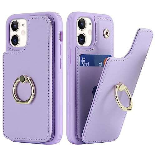 Lipvina for iPhone 12 Mini Wallet Case with Card Holder,Purple