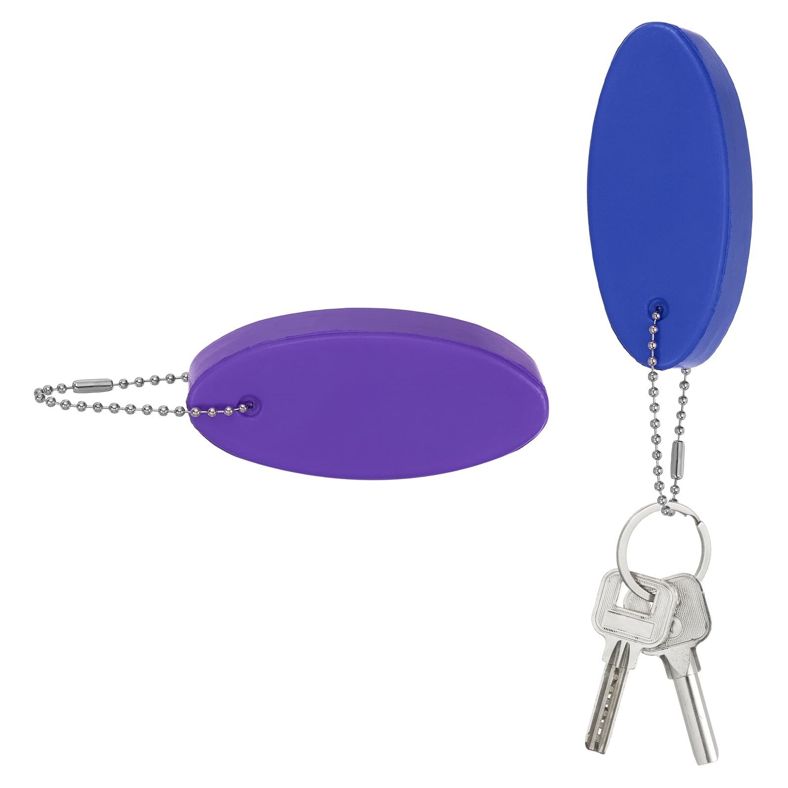 YELARXI Floating Keychain, Bright Color Key Float Keyring Holder Waterproof Float Boat Keys Pendant 2Pcs & Blue/Purple-Fitting For(Boating/Fishing/Swimming/Kayak/Water Sports)