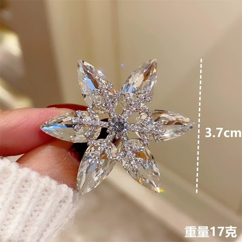 Image of Christmas Brooch Pins Crystal Christmas Tree Snowflake Jingle Bell Reindeer Enamel Brooches Holiday Party Gift for Women