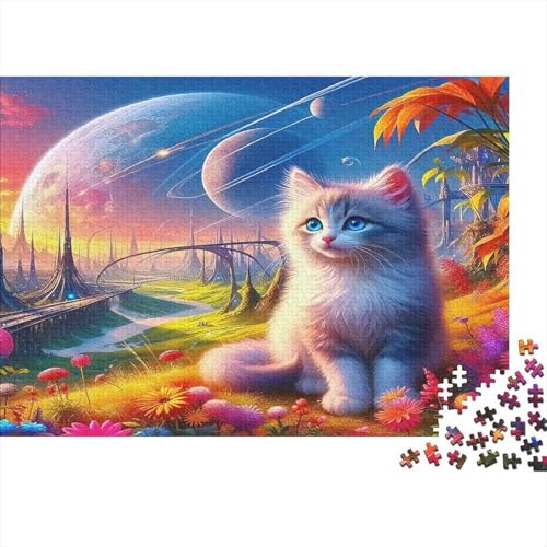 Rompecabezas de gato cósmico de 1000 piezas para adultos y niños mayores de 12 años de 38x26 cm