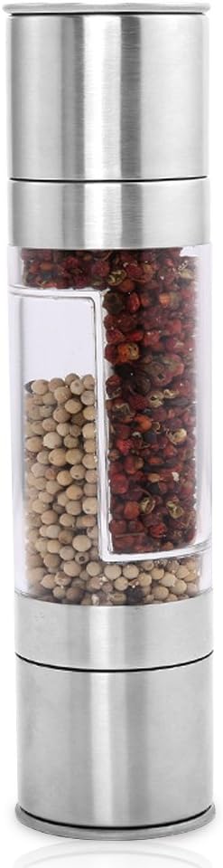 Kizad 2-IN-1 Stainless Double-ended Salt & Pepper Grinder, Silver