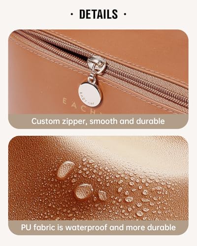 Eachy Travel Makeup Bag,Large Capacity Cosmetic Bags For Women,Waterproof Portable Pouch Open Flat Toiletry Bag Make Up Bag With Divider And Handle thumb #4