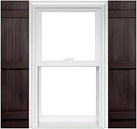 Vista 4 de Polaris Homeside 4 Board and Batten Joined Vinyl Shutters - 1 par de persianas de vinilo de 14-1/2 pulgadas x 35 pulgadas - 930 Blanco
