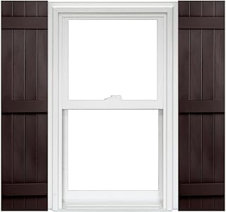 Polaris Homeside 4 Board and Batten Joined Vinyl Shutters (1 Pair) 14-1/2in. x 35in. - 022 Chocolate