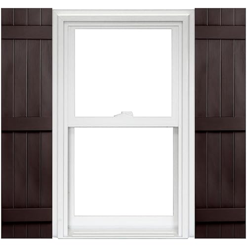 Polaris Homeside 4 Board and Batten Joined Vinyl Shutters (1 Pair) 14-1/2in. x 39in. - 022 Chocolate