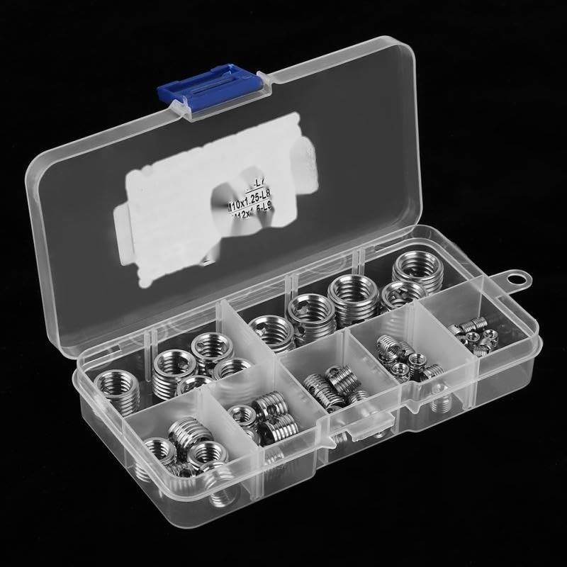 58Pcs/Set Self Tapping Thread Inserts Thread Repair Insert Screw Repair Tools Assortment Kit Fastener Hardware Stainless Steel