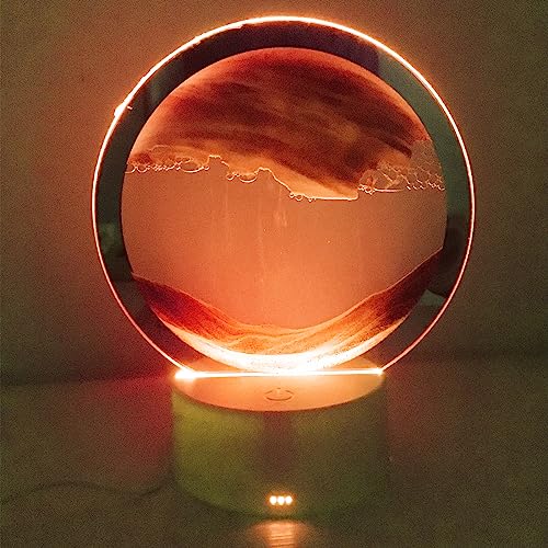 Neioaas Lampada da tavolo Moving Sand Art, 3D Deep Sea Sandscape Quicksand Lampada da tavolo con 7 colori che cambiano la sabbia, giocattoli artistici da scrivania per la vita (rosso, escluso 3AA)