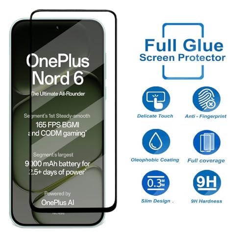 Image of HD Tempered Glass Screen Protector Compatible for OnePlus Nord 6 5G with Edge to Edge coverage and Easy Installation kit