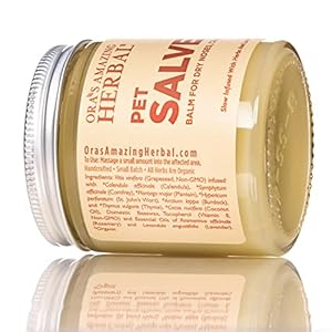 Pet Salve, Dog Paw Balm, Dry Noses Cracked Paws, Hot Spots, Itchy Ears, Lightly Scented with Lavender Essential Oil and Rosemary, Cruelty-Free, No Tea Tree Oil, Safe for Pets, Ora’s Amazing Herbal 4oz