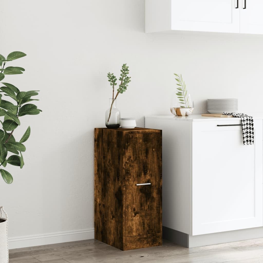 Armadietto da farmacista in legno di rovere affumicato, 30 x 41 x 77,5 cm, con 2 cassetti e estraibile, piccolo armadio da cucina e armadio da ufficio per nicchie