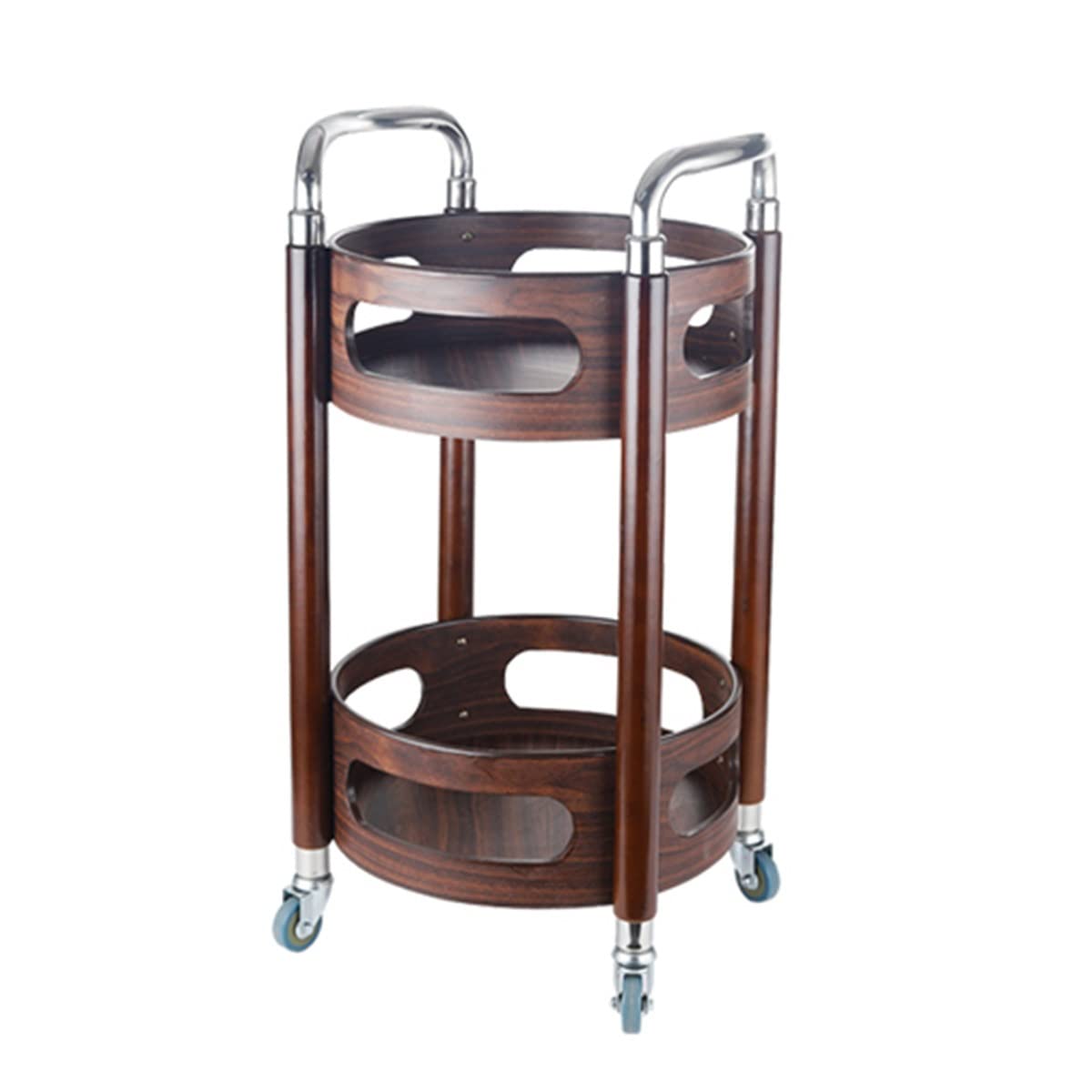 PASPRT Wooden Mobile Trolley Party Serving Trolley Kitchen Serving Cart Portable Bar Cart Table for Dining Room,Restaurant (Lincoln Wood)