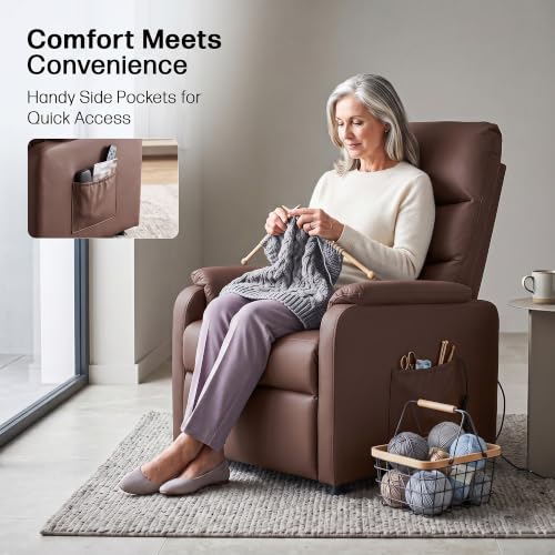 Image of DROGO Serenza Electric Motorised Recliner Sofa Chair 1 Seater for Home with Remote Control, Premium PU, Side Pocket, Padded Body, Cushion Armrest & Sturdy Footrest, 1Yr Warranty (Dark Blue)