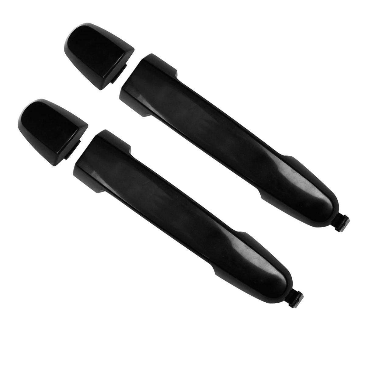 Eynpire 8075 Exterior Outside Outer Smooth Black Door Handle Rear Left & Rear Right Pair