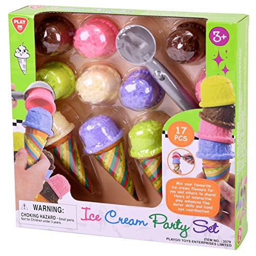 PlayGo Kids Ice Cream Party set Toy with 17 pieces Toys for Boys Girls Toddlers Kid 3+ Year & Up