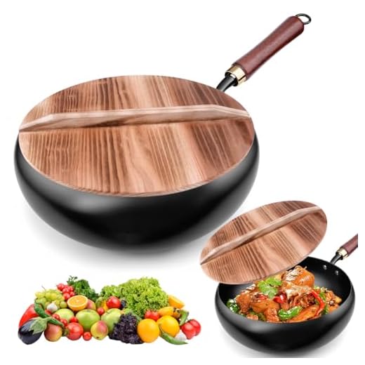 Padella in Ferro, Padella Antiaderente, Padell-a in Ghisa Ferro Forgiato, Padell-a Tradizionale in Ferr-o Forgiato a Mano Senza Rivestimento, Padelle Antiaderenti per Pentola Induzione e Gas(28cm)