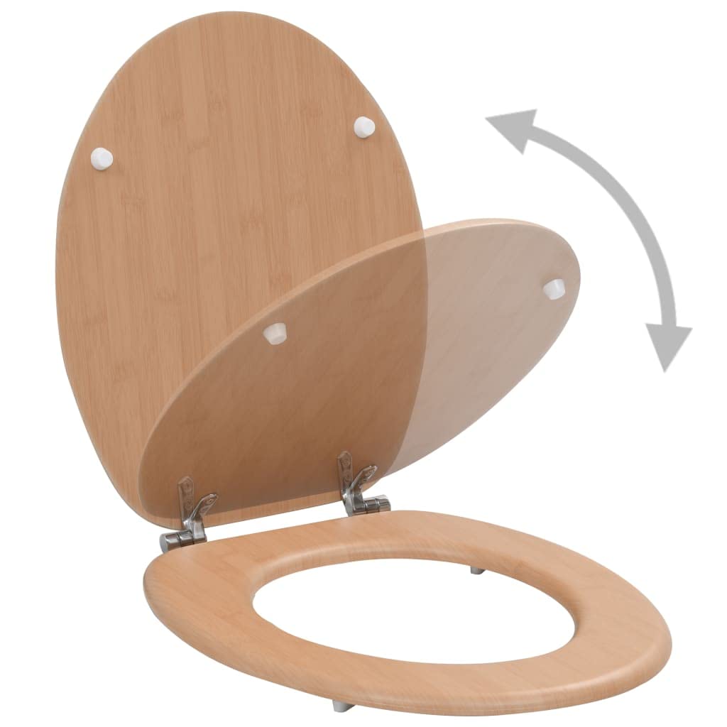 Ferretería, Fontanería, Ferretería para Accesorios de fontanería, Asientos de Inodoro WC 2 Piezas con Tapas Diseño de bambú MDF, Piezas, Inodoro